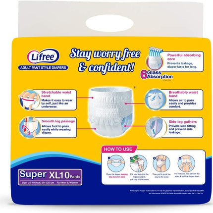 Lifree Extra Large Size Diaper Pants - 10 Count
