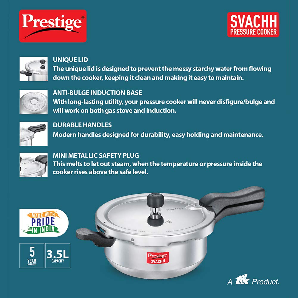 Prestige Svachh Pressure Cooker 3.5 Liter Junior Deep pan