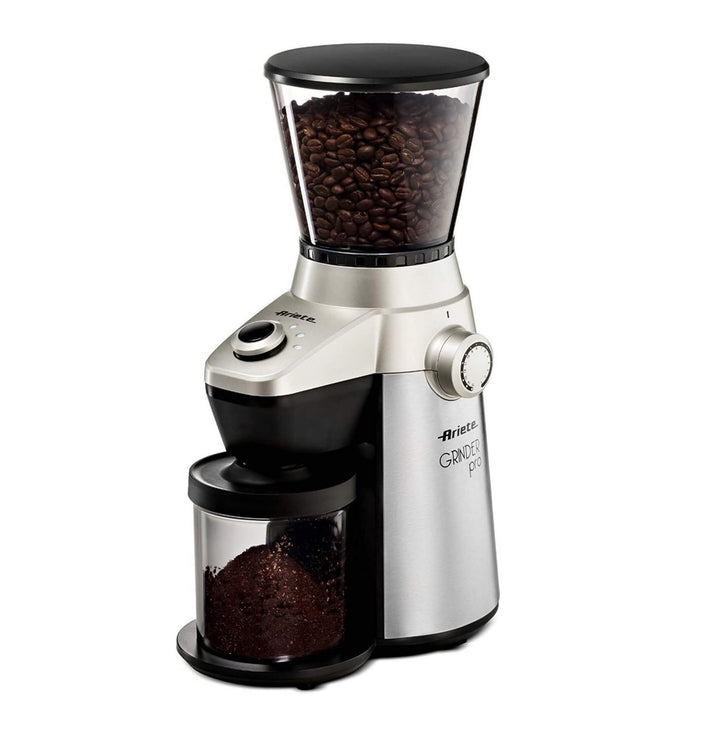 Ariete Electric Coffee Grinder Pro 150W 300gm Capacity, 15 Grinding Levels from Fine to Coarse, Perfect For Espresso, Drip, Pour Over and French Press Coffee, Heavy Duty Stainless Steel - ART3017