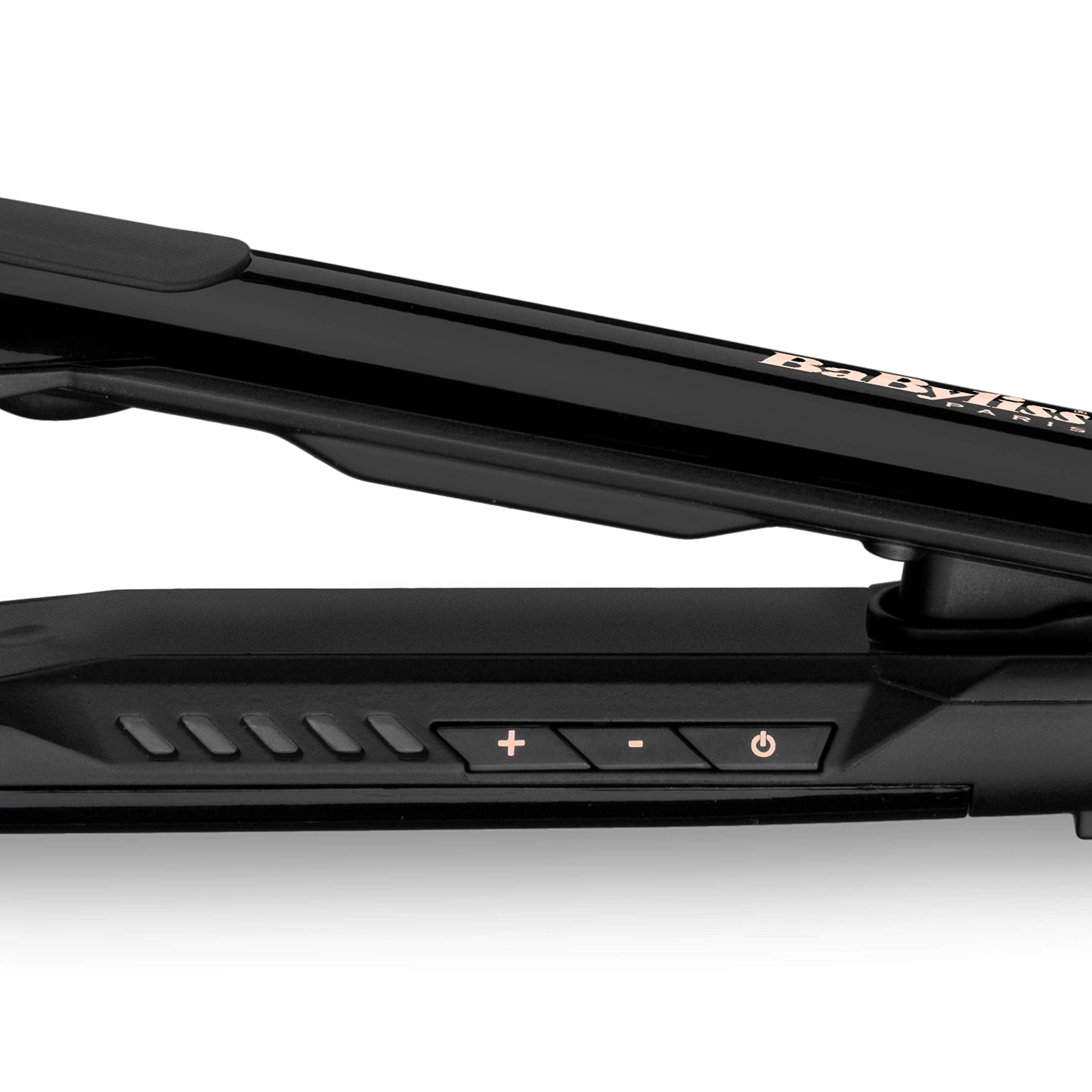 BaByliss Straightener, 28mm Titanium Plates For Efficient Styling, 5 Temperature Settings For Versatility With Fast Heat-up Time, Lightweight And Ergonomic Design With Shiny Results, ST482SDE (Gold)