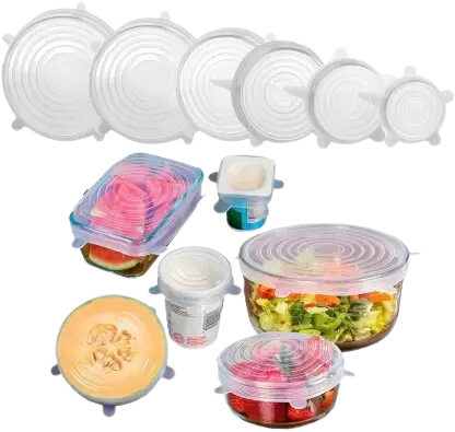 أغطية سيليكون قابلة للتمدد، عبوة من 6 قطع، غطاء شفط