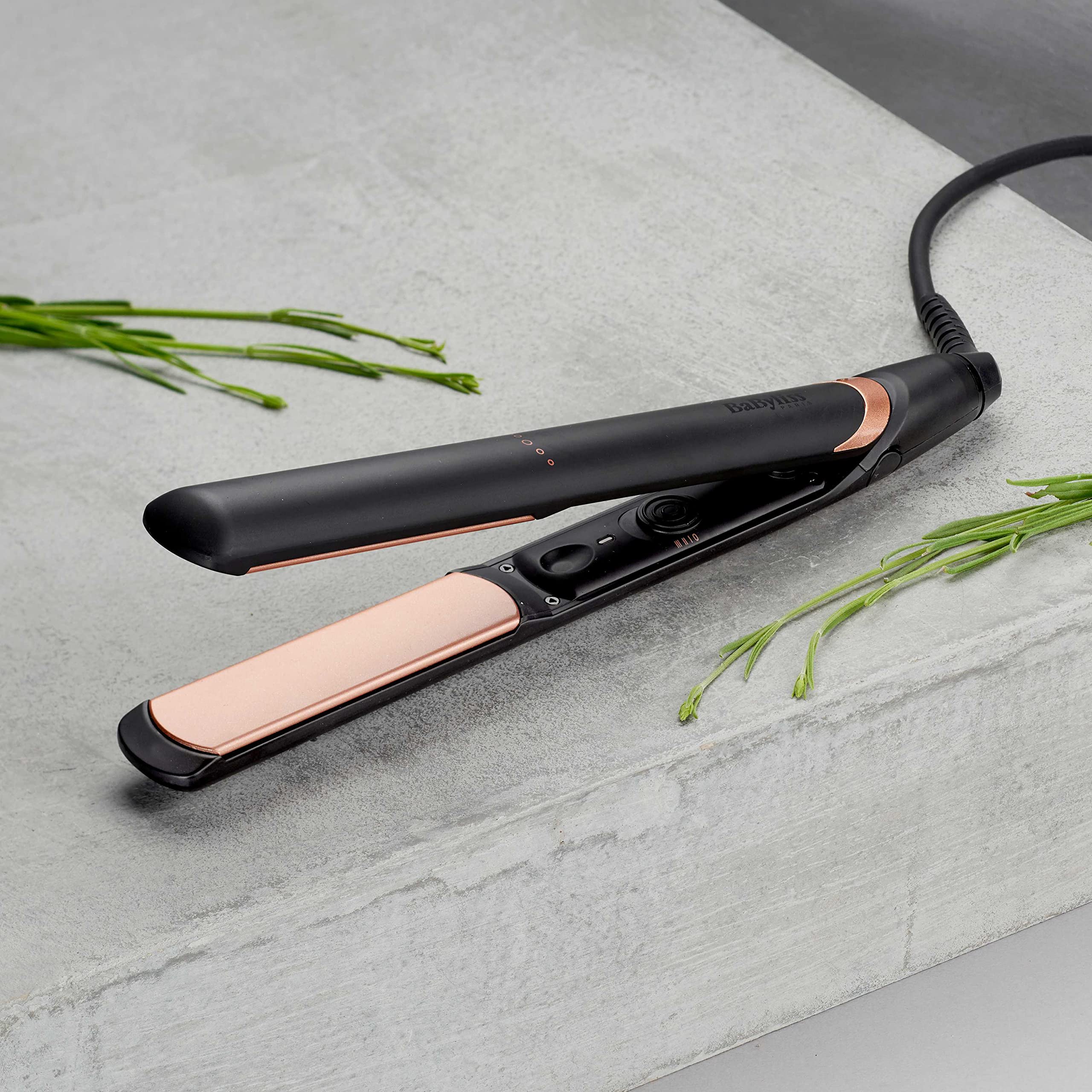 BaByliss Hair Straightener | 28mm Wide Plates For Efficient Styling | Advanced Ceramic And Nano Quartz Technology Wih Fast Heat-up Time | Lightweight And Ergonomic Design | ST598SDE(Black )