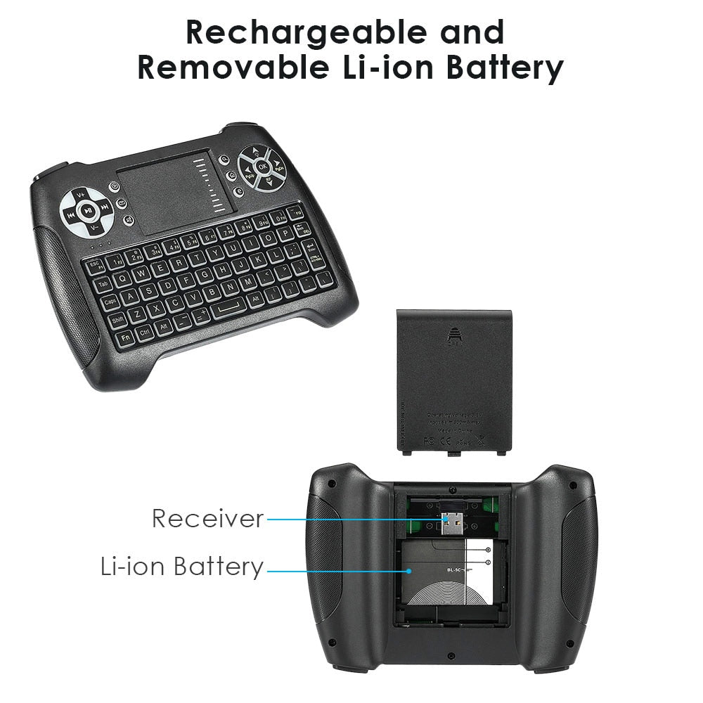 Rechargeable Wireless Mini Keyboard Backlight with Touchpad 2.4GHz Multipurpose Wireless T