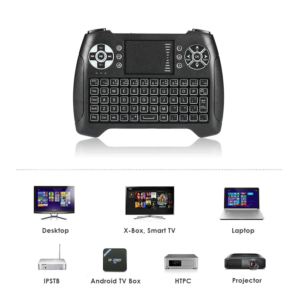 Rechargeable Wireless Mini Keyboard Backlight with Touchpad 2.4GHz Multipurpose Wireless T